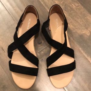 Black & beige sandals